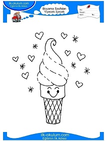Çocuklar İçin Dondurma Boyama Sayfaları 